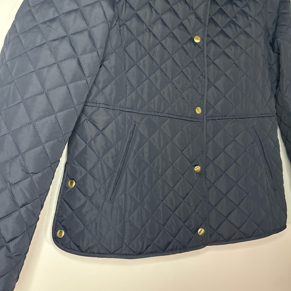 Ralph Lauren Quilted Navy Puffer Jacket with Green Lining - Picture 10 of 15